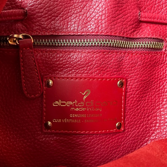 GORGEOUS Alberta Di Canio Italian red leather suede lined hobo bag with tassel - Picture 5 of 11